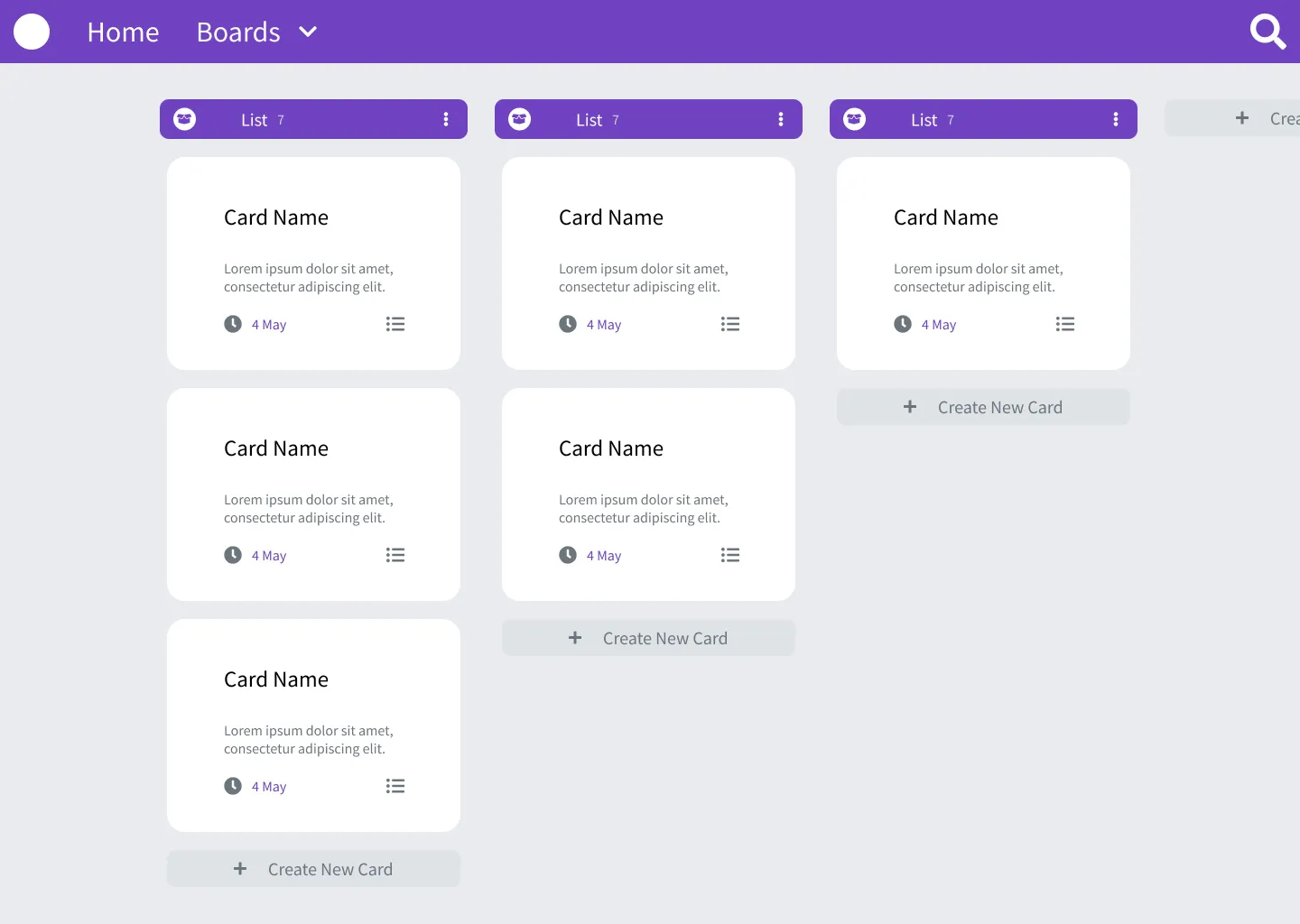 Screen of Kanban Page of Kanban Application viewed on Desktop